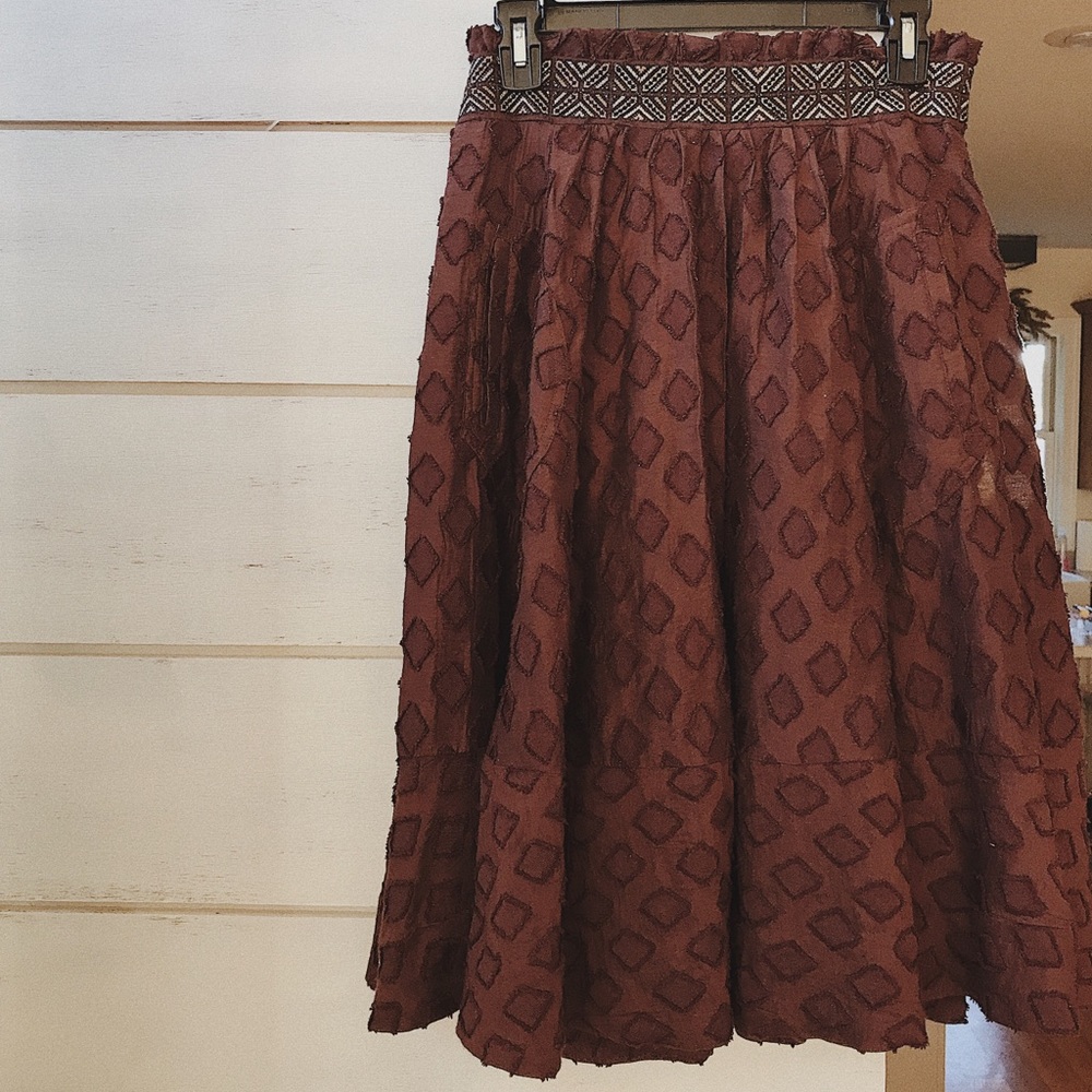 Anthropologie Burgundy Skirt